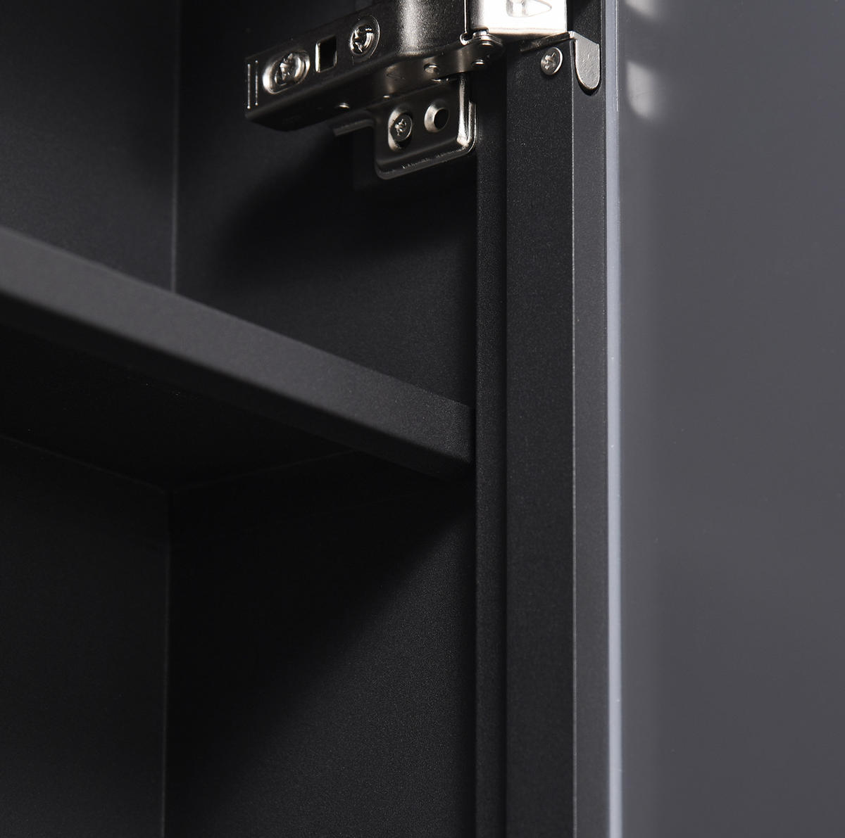 BADEZIMMERSPIEGELSCHRANK 40x15x60 cm Schwarz mit Spiegeln & weichen Scharnieren - Schwarz, Metall (40/60/15cm) - Modfu