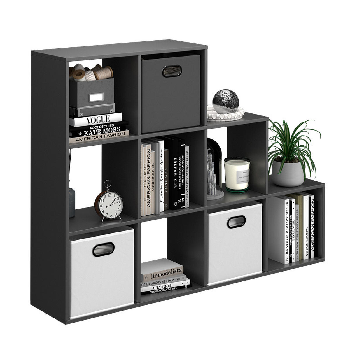 TREPPENREGAL Anthrazit 142.4 x 107.8 cm - Anthrazit, Holzwerkstoff (142.4/107.8/29cm) - Vicco