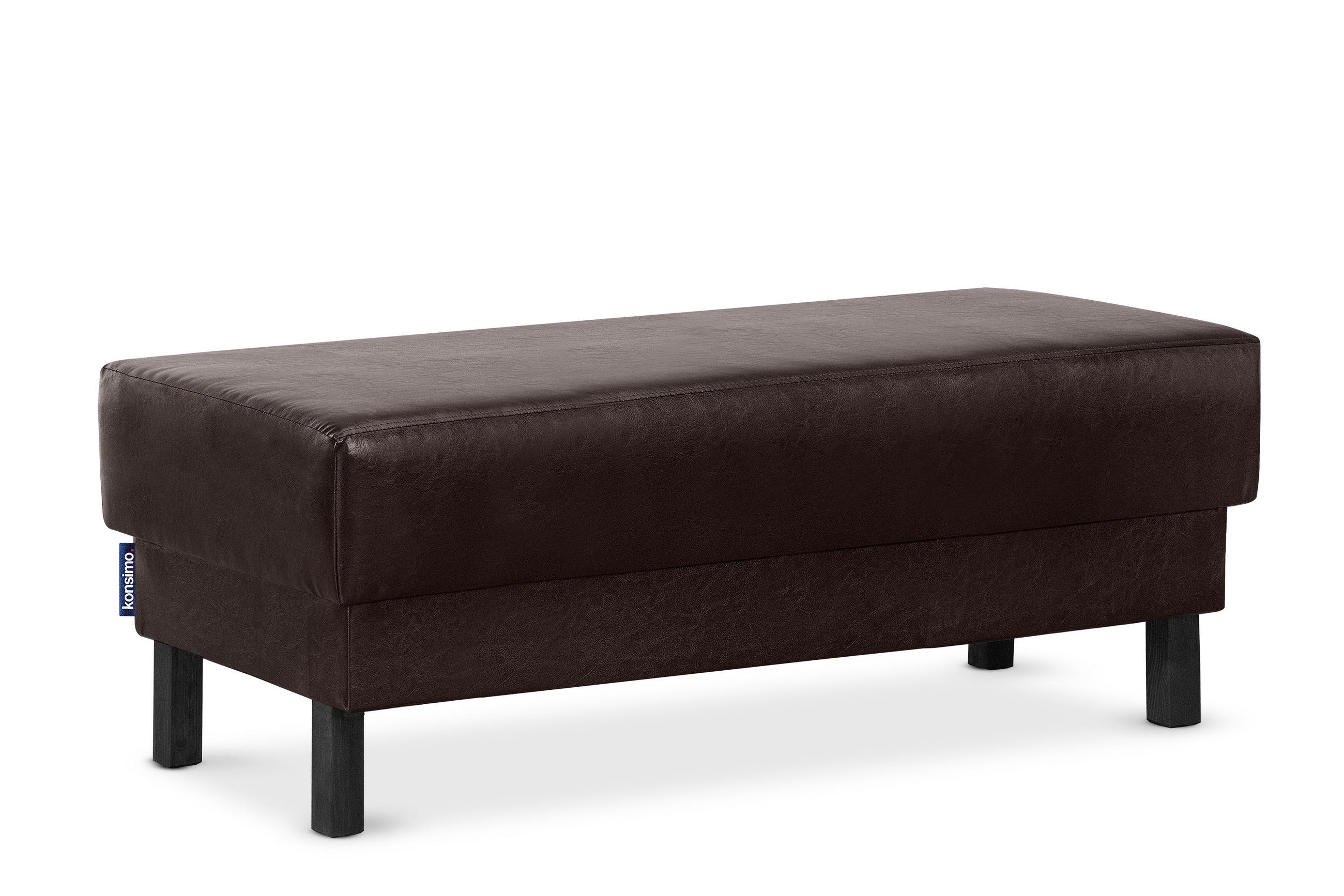 SITZHOCKER ESPECTO auf hohen Holzbeinen, Dunkebraun - Dunkelbraun/Schwarz, Textil (106/47/56cm) - KONSIMO®