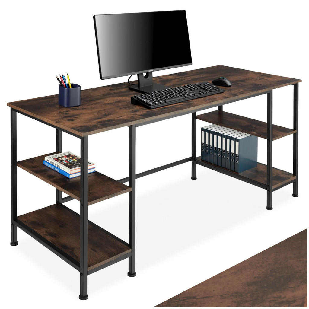 Thumbnail - tectake Computer-Schreibtisch, Rost, Holz, Rechteckig, 55x75x137 cm, Arbeitszimmer, Schreibtische, Computertische