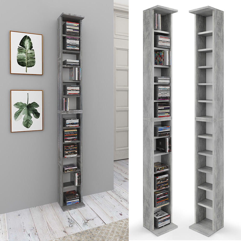 CD-REGAL Beton 21 x 183.6 cm Groß - Schieferfarben, Holzwerkstoff (21/183.6/20cm) - Vicco