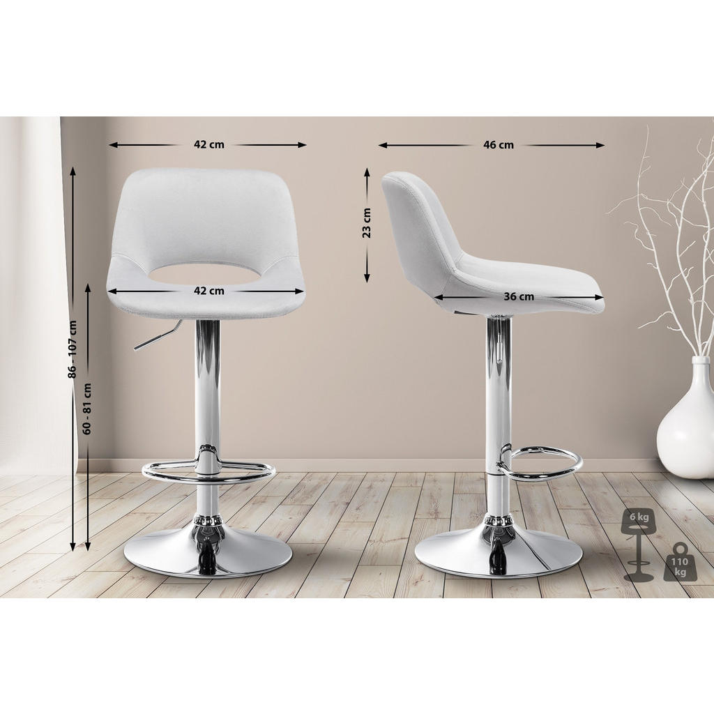 Thumbnail - CLP Barhocker, Hellgrau, Textil, 42x86x46 cm, Esszimmer, Barmöbel, Barhocker