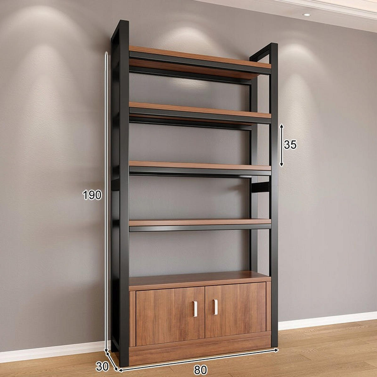 BÜCHERREGAL, braun80/30/190cm - Braun, Holzwerkstoff (80/190/30cm)