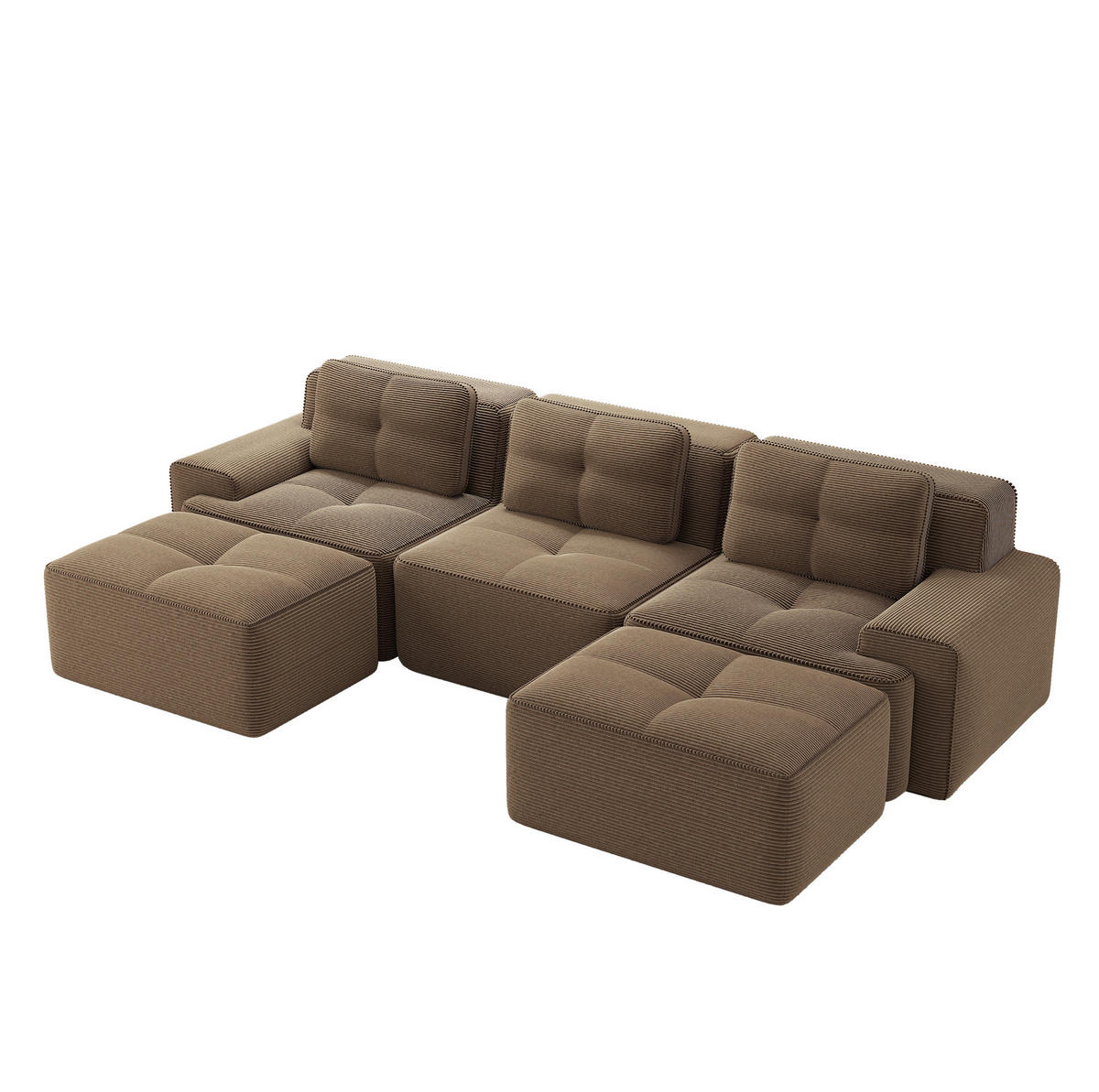 MODULARES 3-Sitzer-Sofa mit Cordbezug in Braun 293x177x69 cm, flexibel stellbar und ohne Montage - Braun, Textil (177/293cm) - IVMEU