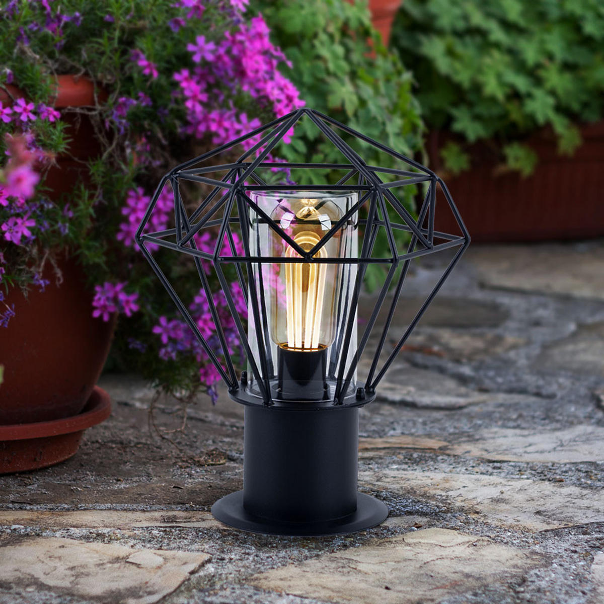 WEGELEUCHTE HORACE Gitterschirm Schwarz - Schwarz, Metall (22.5/25.5/31.5cm) - Globo Lighting