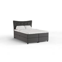 BOXBETT Nevada 140 x 200 cm Doppelbett mit hochwertiger Bonell-Matratze und Topper - Dunkelgrau - Dunkelgrau, Holz (140/200cm) - Panda Möbel