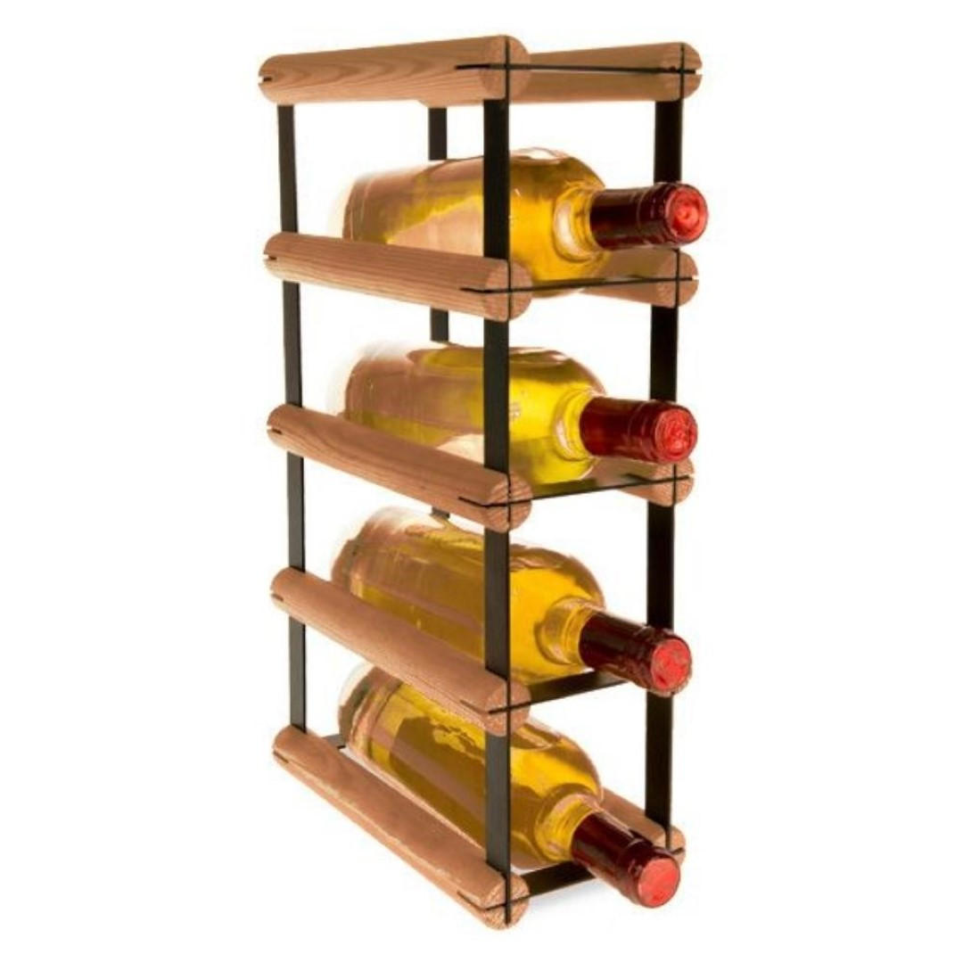 WEINREGAL Vinotega Mod Metal 42,5x12,5x24,5 cm 1x4 Flaschen Massives Kiefernholz Braun Geölt - Braun, Holz (12.5/42.5/24.5cm) - PROREGAL