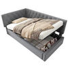 POLSTERBETT L-förmig mit Stauraum Samt Grau 90/200 cm - Grau, Textil (90/200cm) - OKWISH