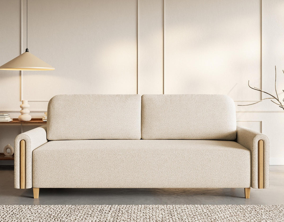 SOFA Hellbeige Modern Mit Schlaffunktion Buche - Beige, Textil (236/93/97cm) - Sepro Meble