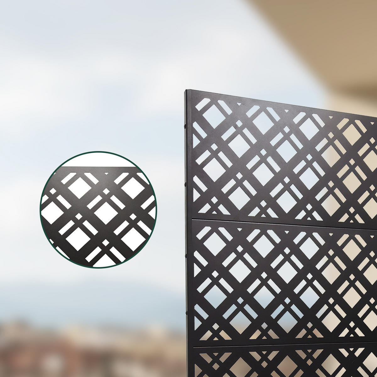 SICHTSCHUTZ Outdoor - Schwarz, Metall (110/183cm) - Relaxdays