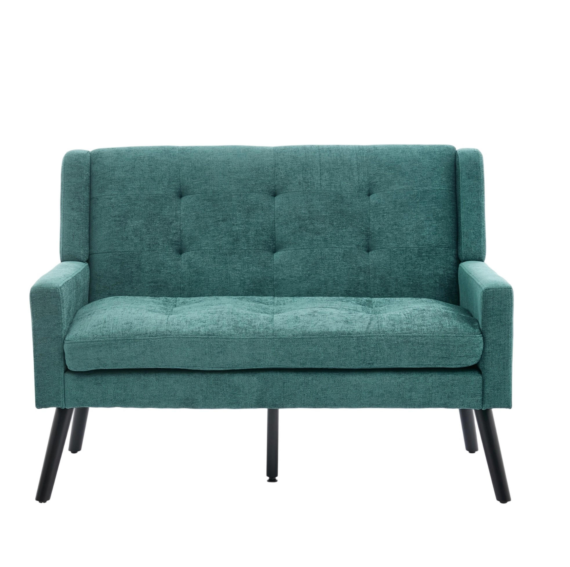 KLUPA od tkanine, 2-sjed, retro zelena, izgled lana,75/119/88 cm - šumsko zelena, tekstil (75/88/120cm) - BEAOK