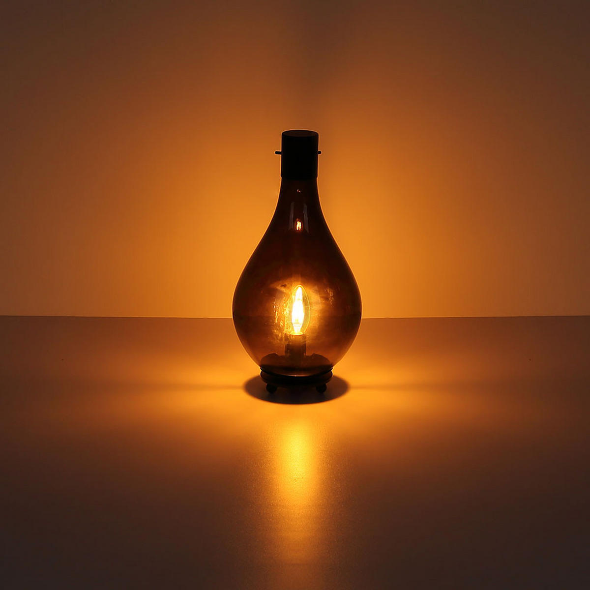 LED TISCHLEUCHTE Glas Rauch Schwarz - Grau, Glas (18/18/35cm) - Globo Lighting