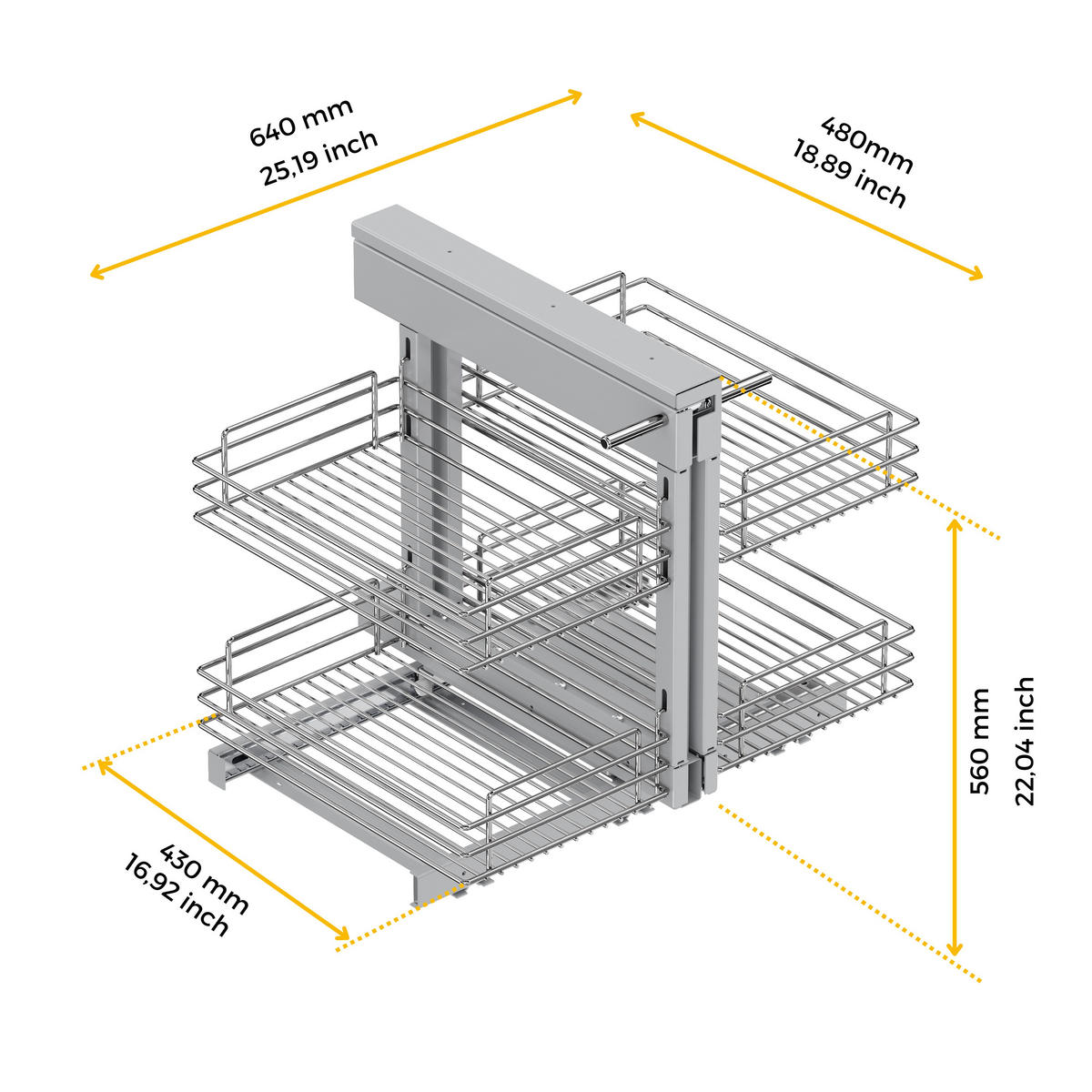 ECKSYSTEM Suprastar für de Küchenschrank, Stahl, Verchromt - Chromfarben, Metall (43/56/70cm) - EMUCA