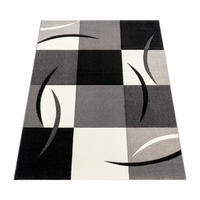 TEPPICH Kurzflor Karo Wohnzimmer schmutzabweisend Schwarz Rechteckig 300x400 - Schwarz, Textil (300/400cm) - KADIMA DESIGN