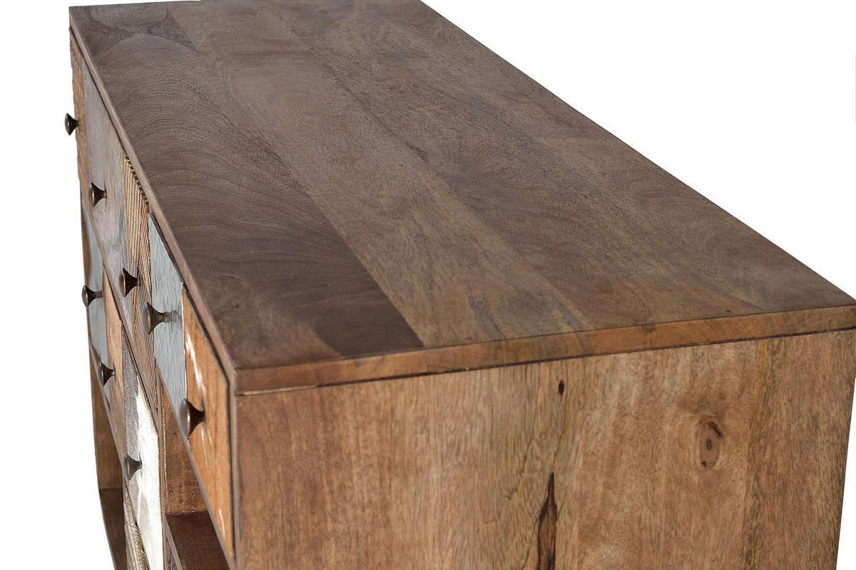 KOMMODE aus Mangoholz mit Schubladen in verschiedenen Texturen - Braun, Holz (110/80/40cm) - Giner y Colomer