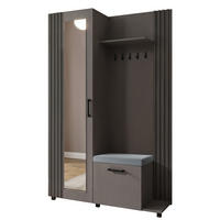 GARDEROBE Neli mit Lamellen und Spiegel, rechts, grau, grau - Grau, Kunststoff (42/207/79cm) - Margaret Hadas24