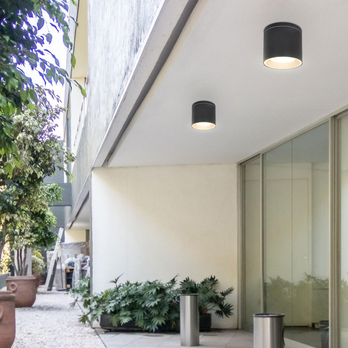 DECKENLEUCHTE Aluminium Anthrazit matt - Anthrazit, Glas (10.8/10.8/9.6cm) - Globo Lighting