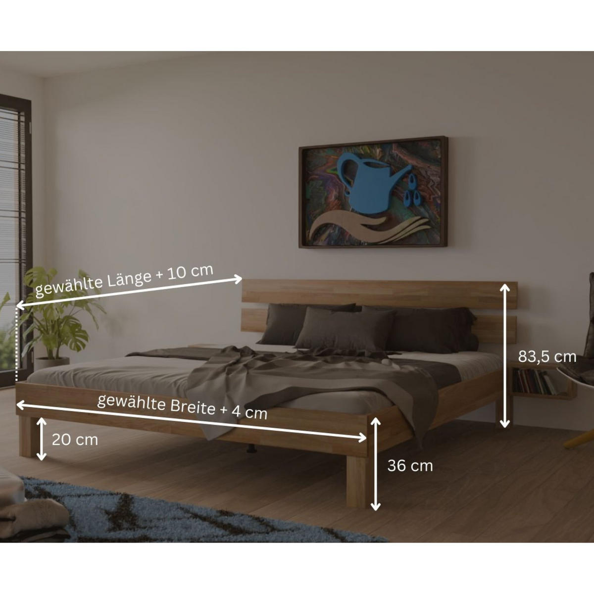 BETT 180/220 cm aus Wildeiche - Braun, Holz (180/220cm) - MeinMassivholz