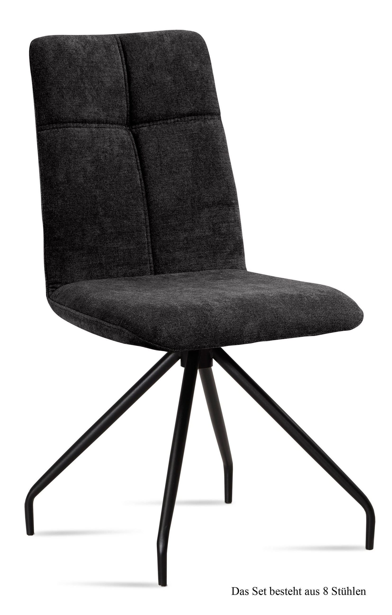 ESSZIMMERSTUHL (8er-Set) Detava 47x92x60 Schwarz/Anthrazit - Anthrazit/Schwarz, Kunststoff (60/92/47cm) - 58aufmkessel