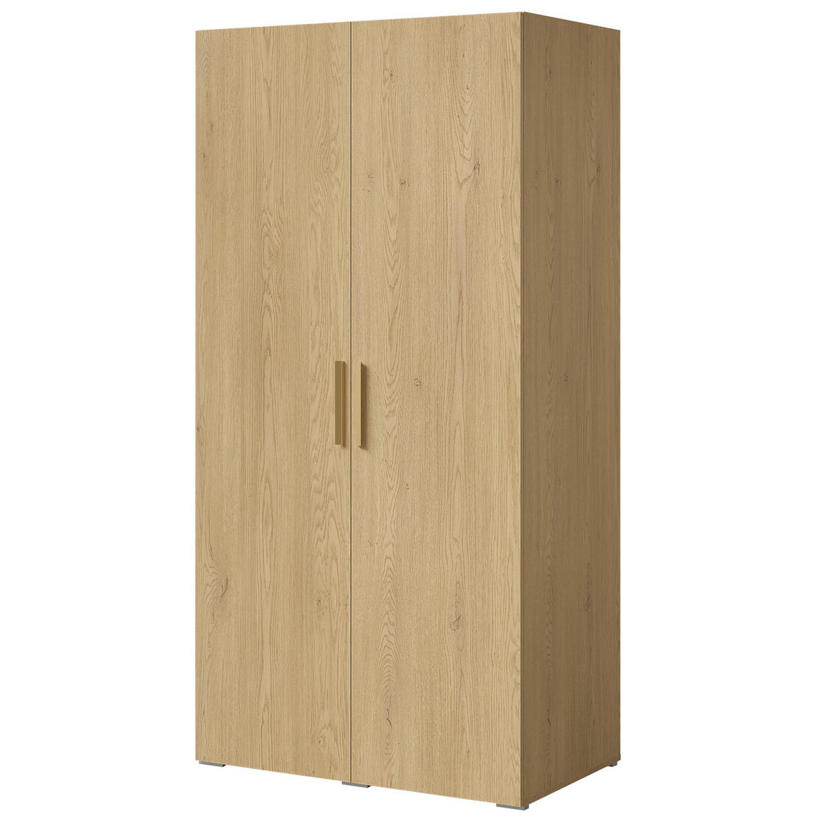 DREHTÜRENSCHRANK Napoli 2D 100 Eiche Cremona (schwarzer oder goldener Griff) - Eichefarben/Silberfarben, Holzwerkstoff/Kunststoff (100/35/60cm) - mzm24