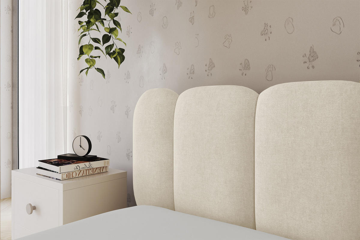 EINZELLBETT Jugendbett mit Bettkasten und Matratze H3/H4, Rechts - AVRY 80x200 Beige - Naturfarben, Holzwerkstoff/Textil (80/200cm) - ALTDECOR