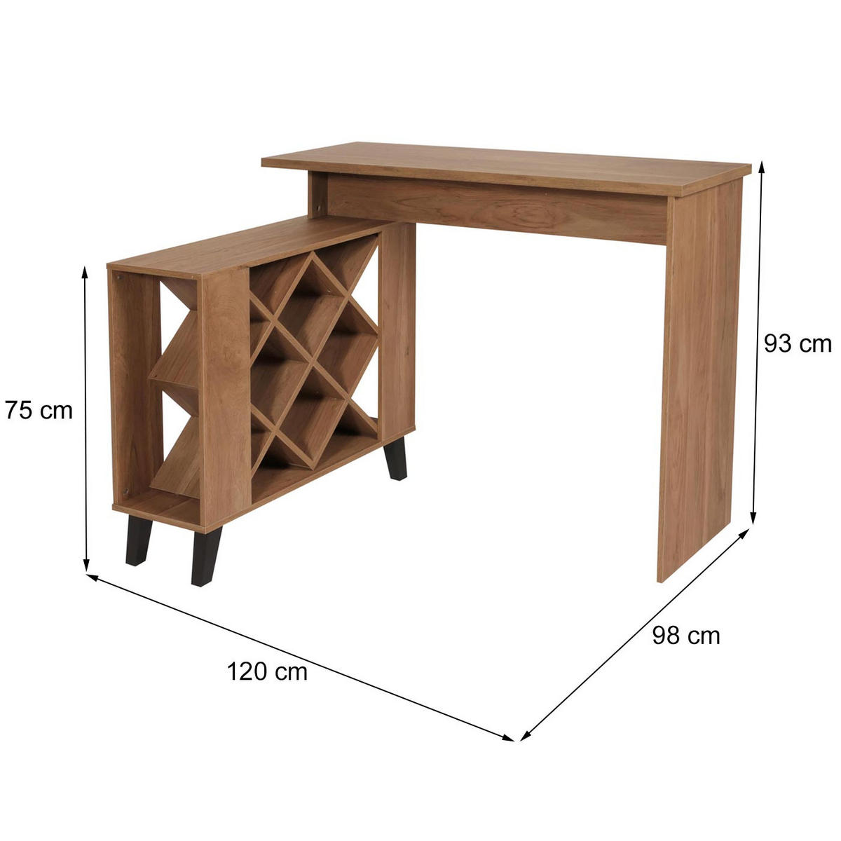 BARTISCH rechteck Braun - Braun, Holz (120/93/98cm) - MCW
