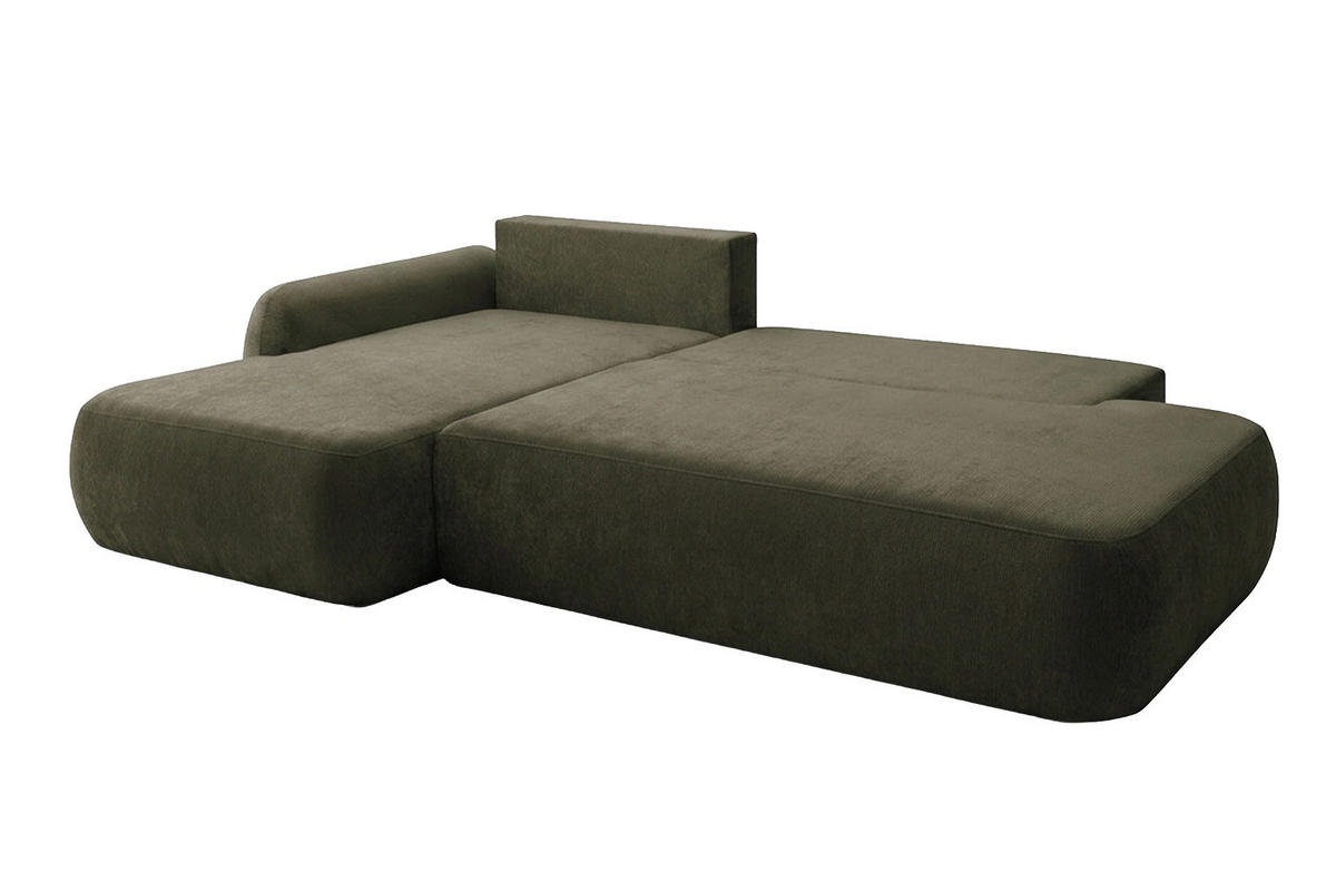 ECKSOFA Mit Schlaffunktion Und Bettkasten, Velvet-Stoff Vena, Olive, Links, HELA I - Olivgrün, Holz (302/184cm) - Kaiser Möbel
