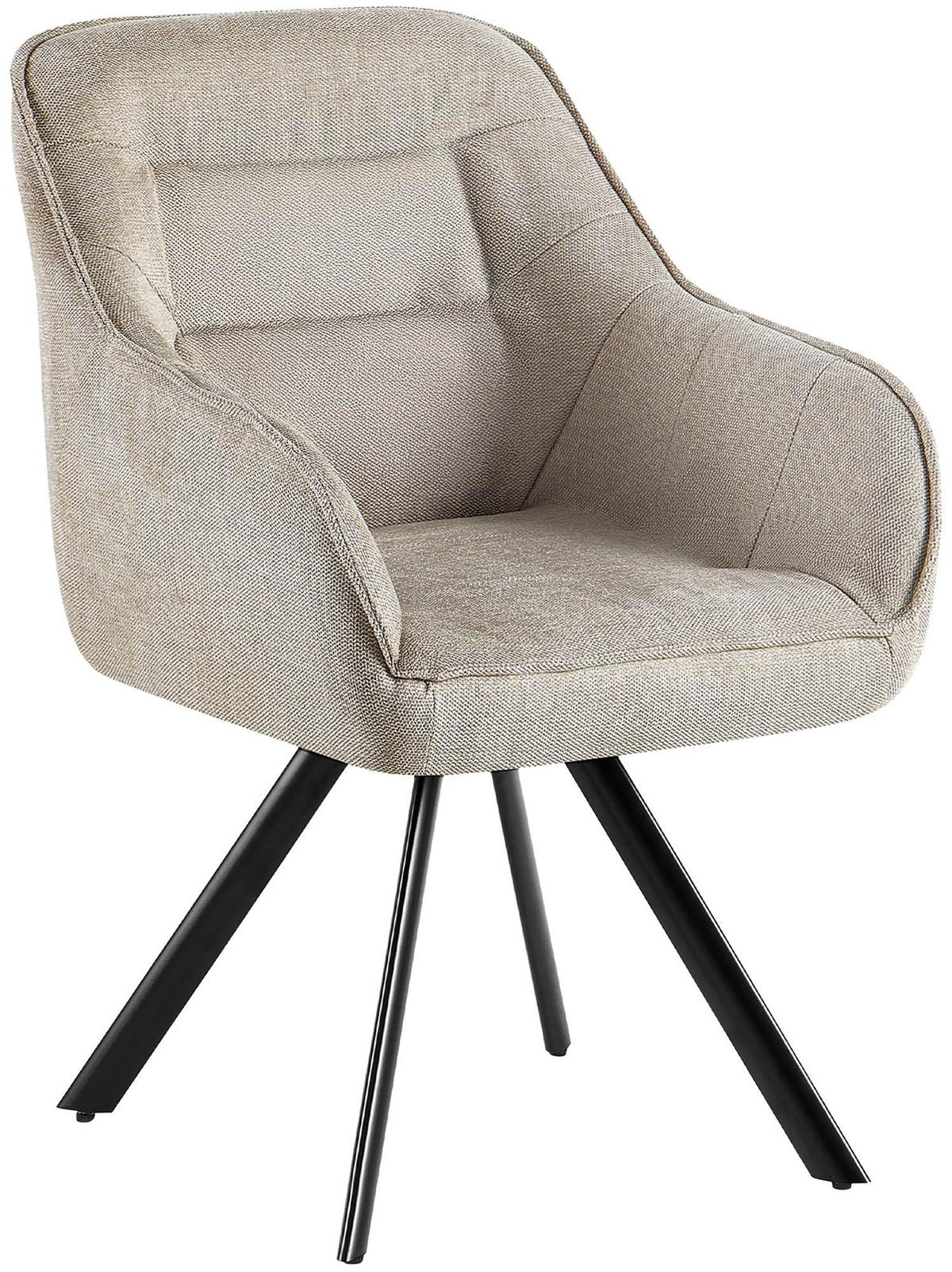 ESSZIMMERSTUHL Stoff Creme - Creme/Schwarz, Textil/Metall (57/89/64cm) - CLP