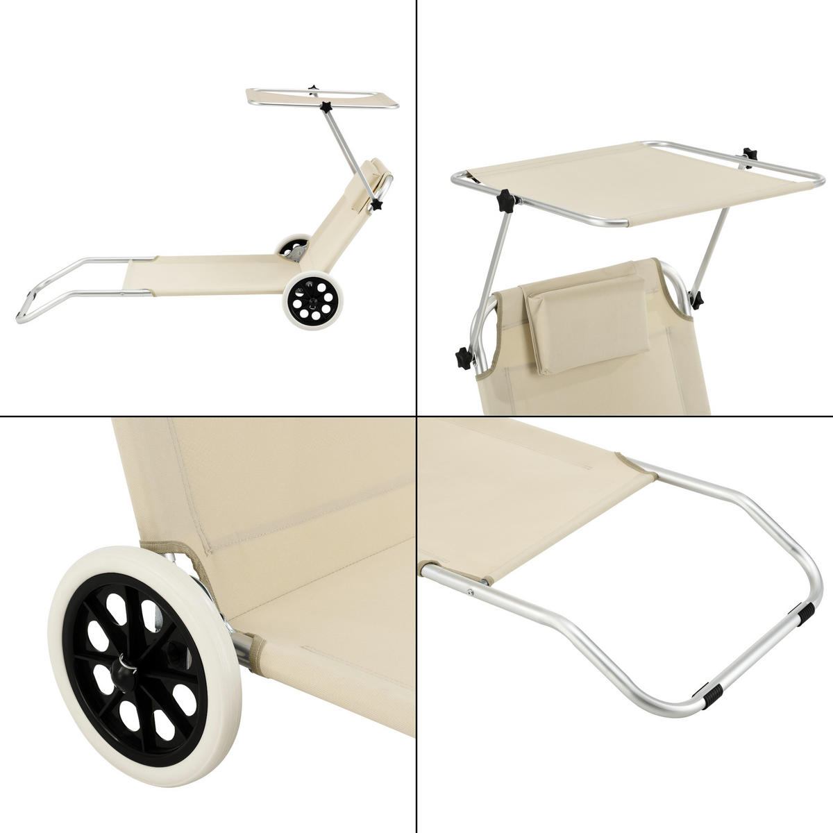 SONNENLIEGE Lazkano - Beige, Metall (150/60/52.5cm) - [en.casa]