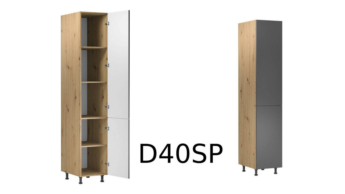 KÜCHENZEILE 340 - Langen KL1-M340 in Grau/Matt - Schwarz/Grau, Holz (340/212/58cm)