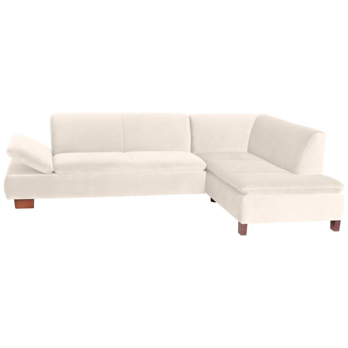 ECKSOFA mit Ottomane rechts Kaye Bezug Samtvelours Buche nussbaum dunkel / creme - Weiß, Kunststoff (270/190cm) - 58aufmkessel