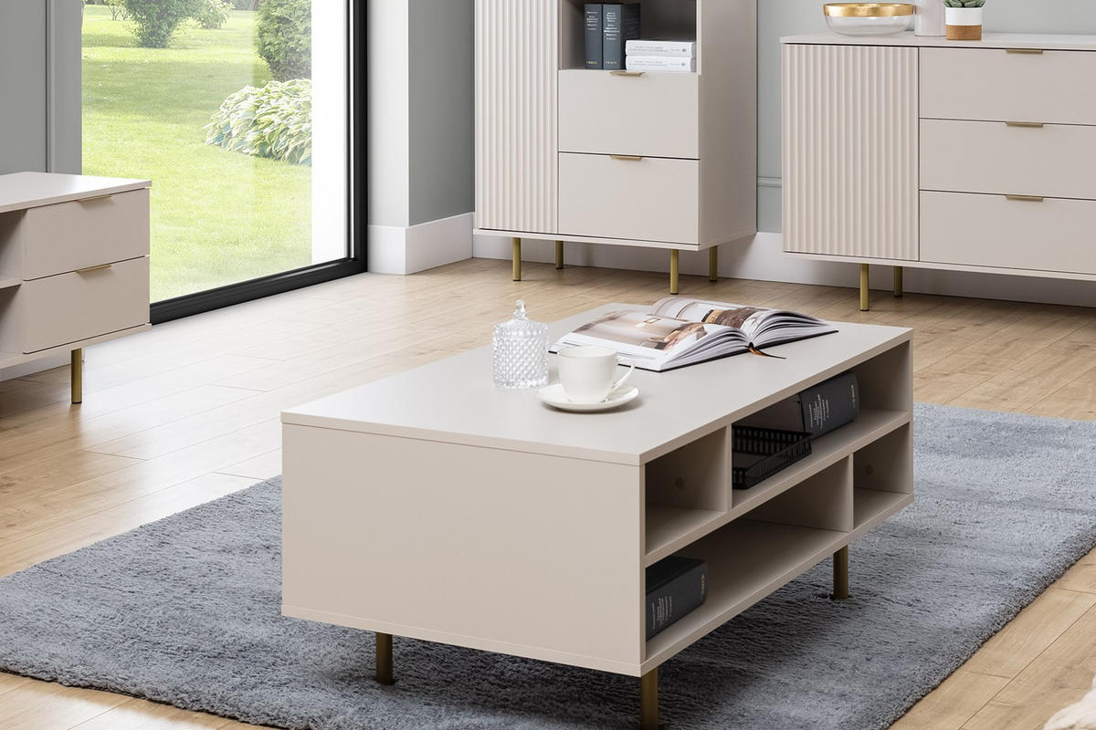 COUCHTISCH Nubia 100 x 60 Kaschmir - Kaschmir/Goldfarben, Holzwerkstoff/Metall (60/100/45cm) - Ravio
