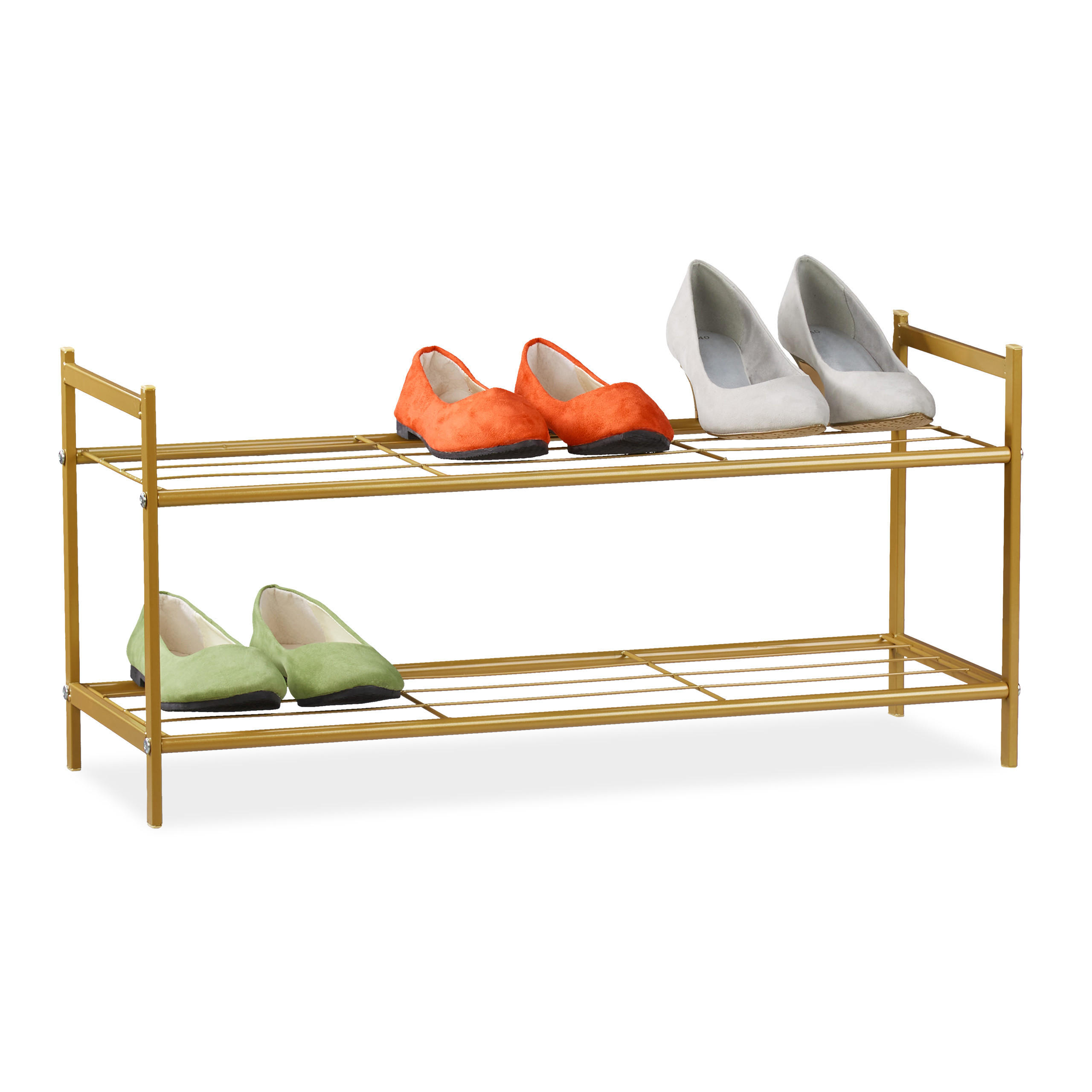 SCHUHREGAL - Goldfarben, Metall (69.5/33.5/26cm) - Relaxdays