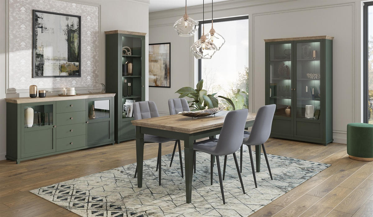 ESSTISCH EVOLETTA Ausziehbar 160 - 240 / 90 x 79 cm - Grün, Holz (160/90/79cm) - MASSENO