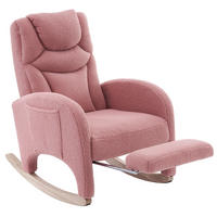 SCHAUKELSTUHL 66/125/101 cm rosa aus Lammfell-Optik mit Fußhocker - Rosa, Textil (125/101/66cm) - OKWISH