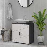 WASCHBECKENUNTERSCHRANK Unterschrank mit Schrankfach Griff, Grau 60 x 30 x 60 cm - Grau, Holzwerkstoff (30/60/60cm) - Kleankin