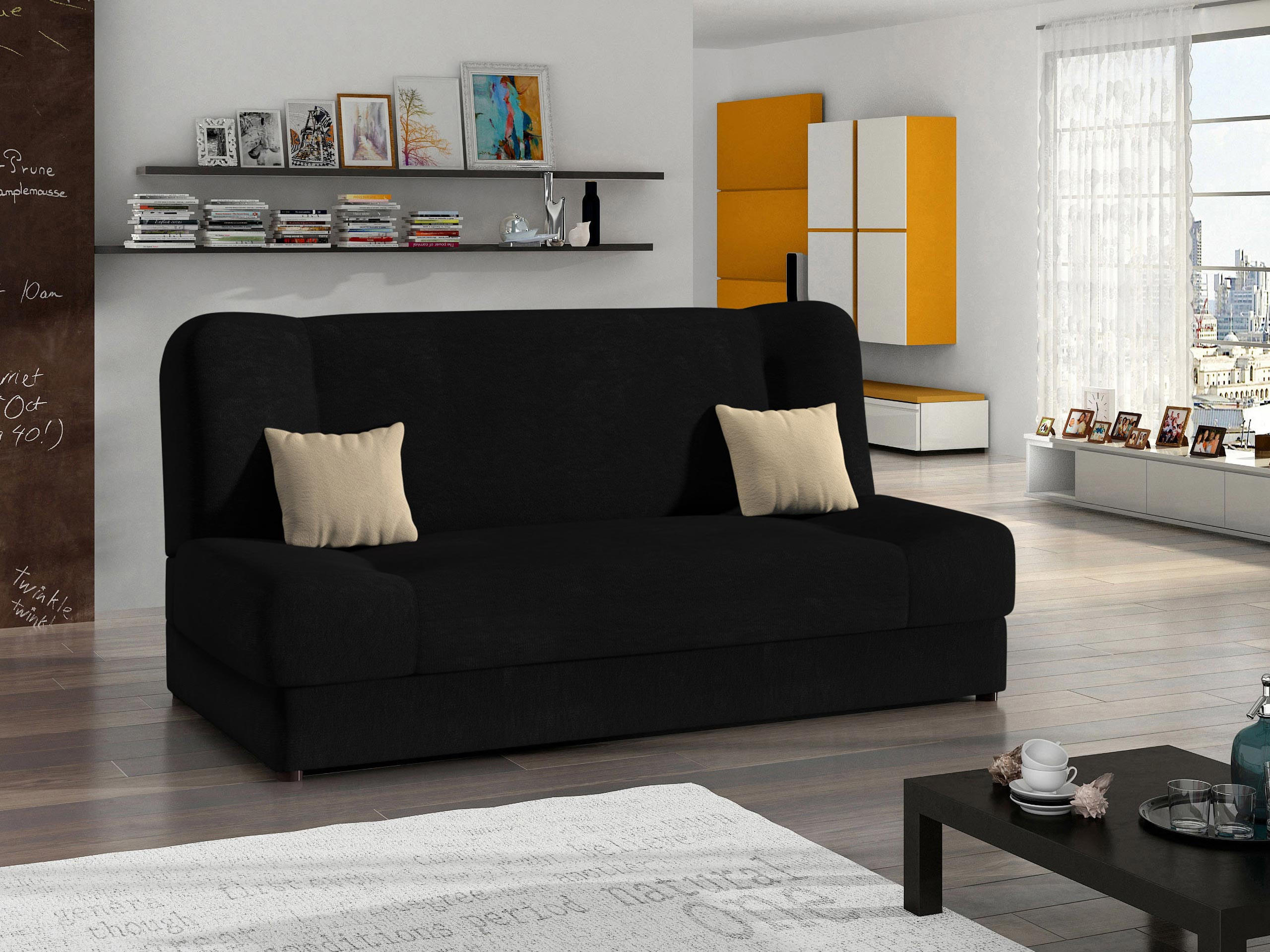 SCHLAFSOFA Jonas Style - Schwarz, Holz/Textil (195/86/87cm)