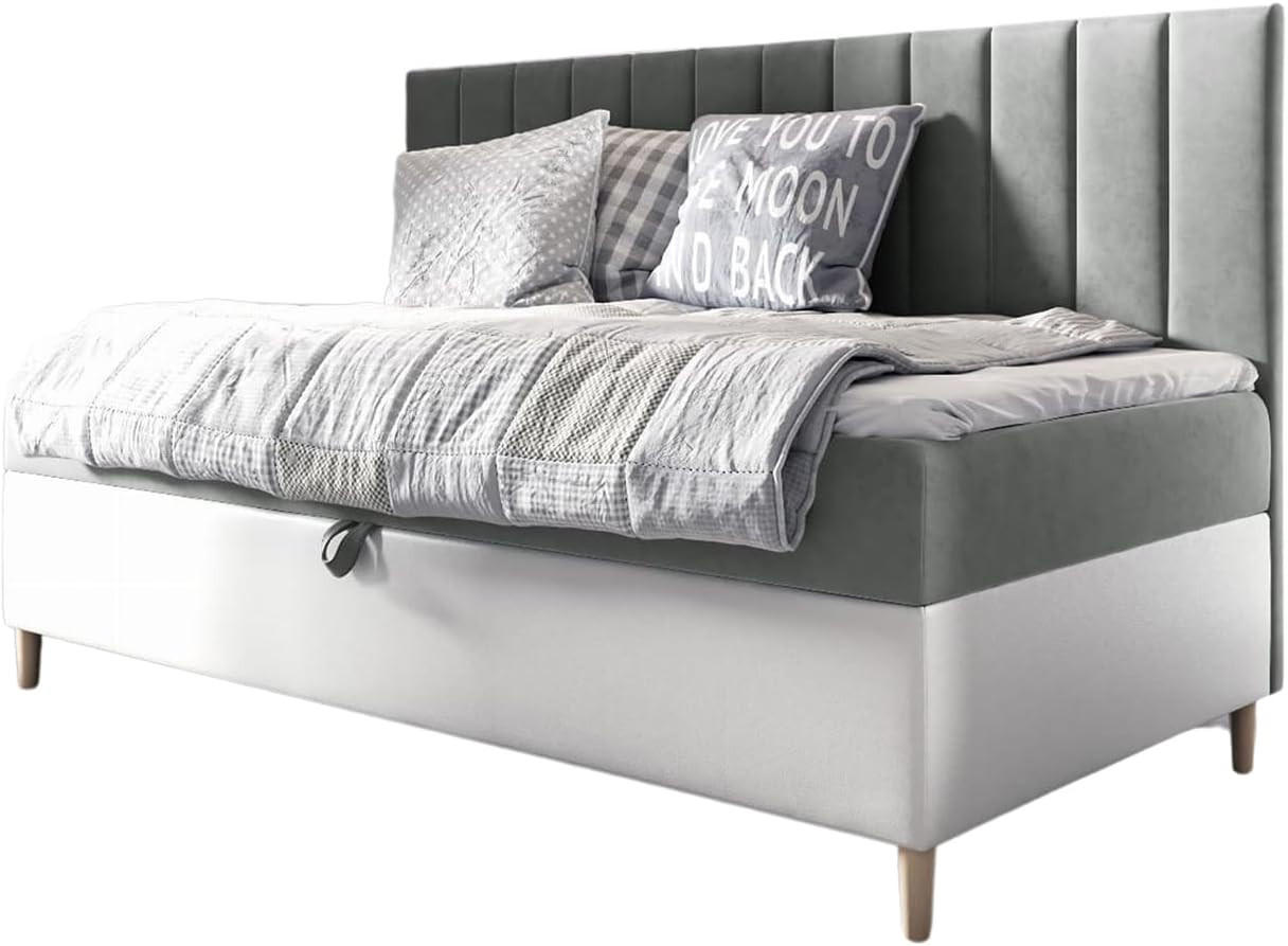 KINDERBETT MAYA 2 - Weiß/Grau, Holzwerkstoff (82/202cm) - Meblini