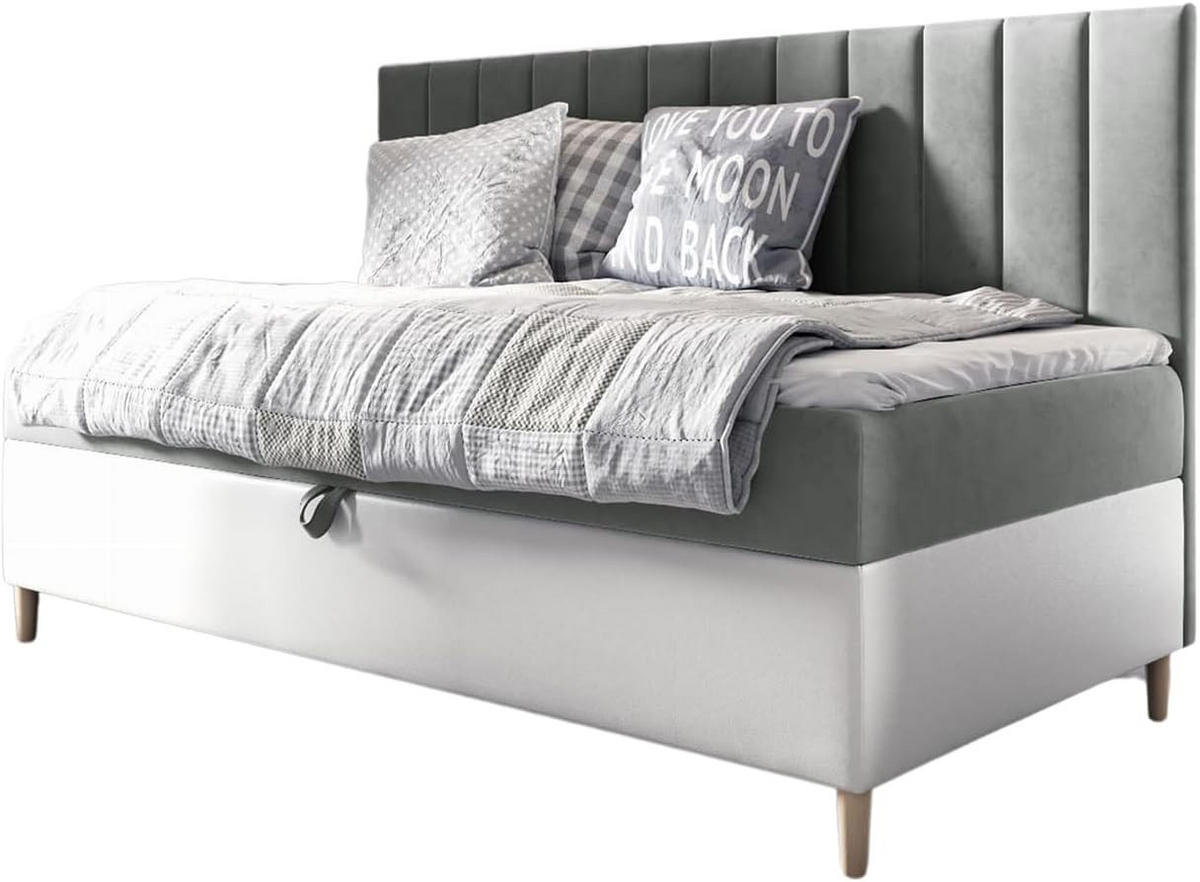 KINDERBETT MAYA 2 - Weiß/Grau, Holzwerkstoff (82/202cm) - Meblini