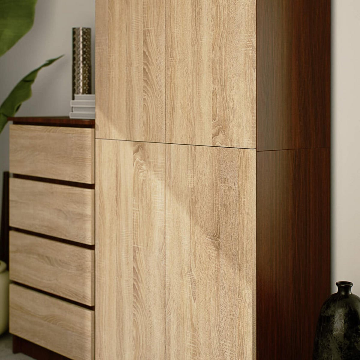 STANDREGAL Dunkelbraun, Eiche Sonoma 180/80/35 - Dunkelbraun, Holzwerkstoff (80/180/35cm) - RAUMHIRSCH FURNITURE