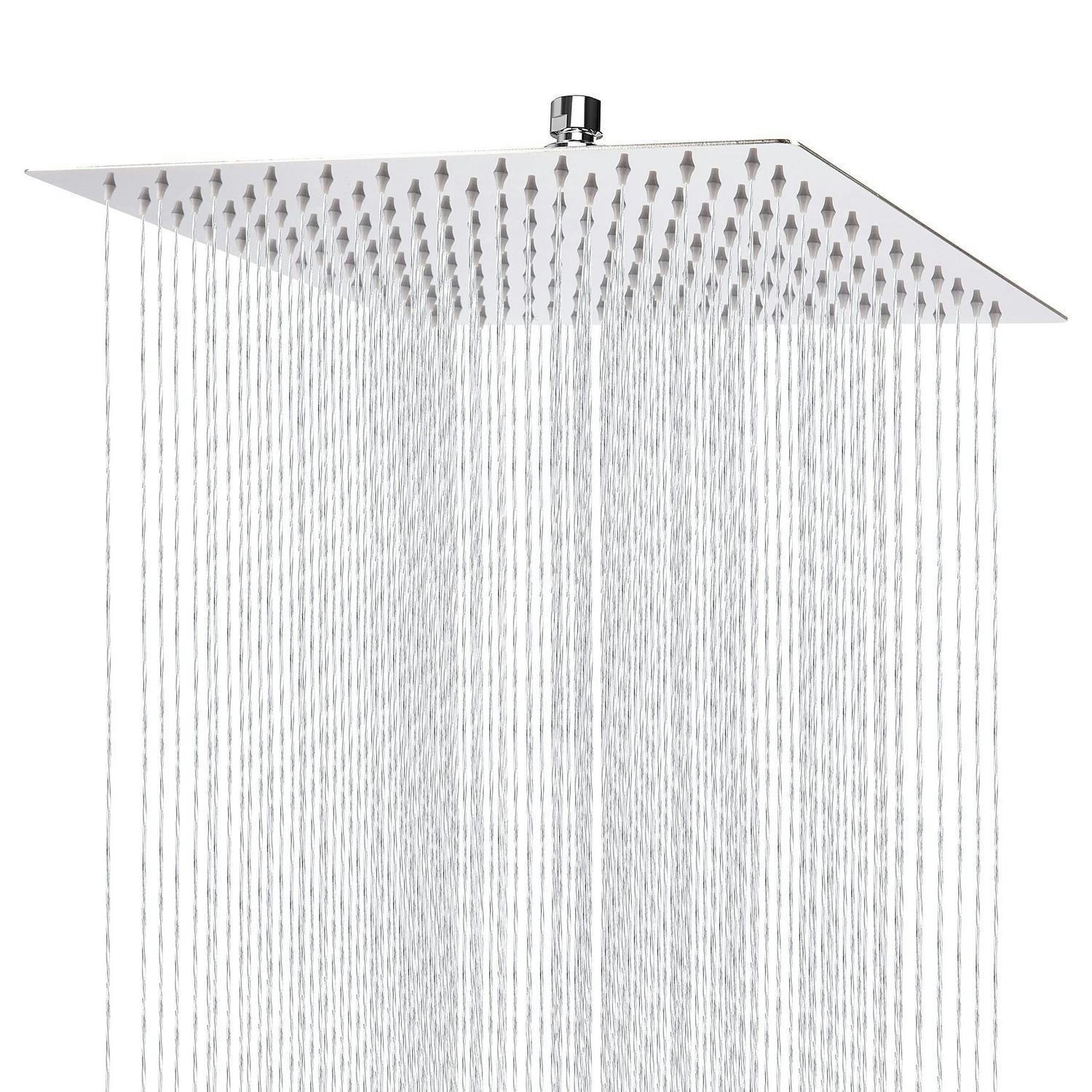 REGENBRAUSE 30 cm Quadratisch Edelstahl Chrom - Silberfarben, Metall (30.5/1/30.5cm)