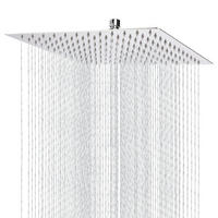 REGENBRAUSE 30 cm Quadratisch Edelstahl Chrom - Silberfarben, Metall (30.5/1/30.5cm)