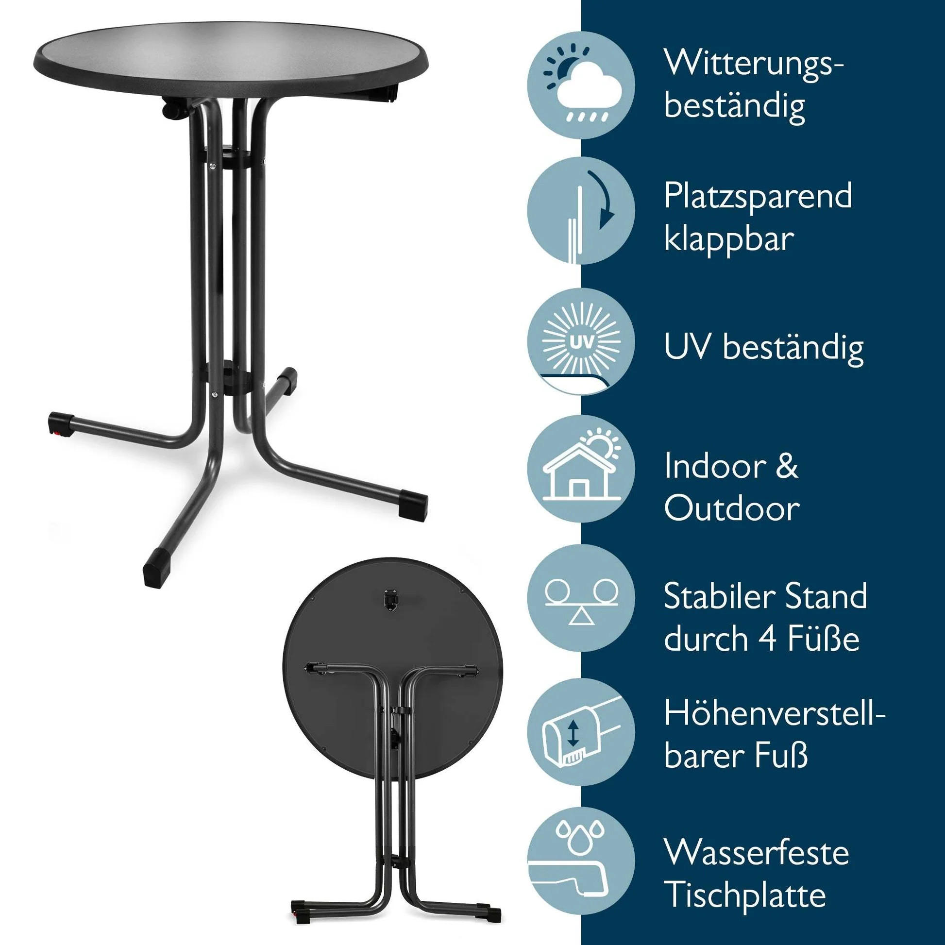 Thumbnail - Beautissu  Stehtisch, Blau, Metall, Rundform,Rund,Rund, C-Form, 80x110x80 cm, Esszimmer, Tische, Stehtische