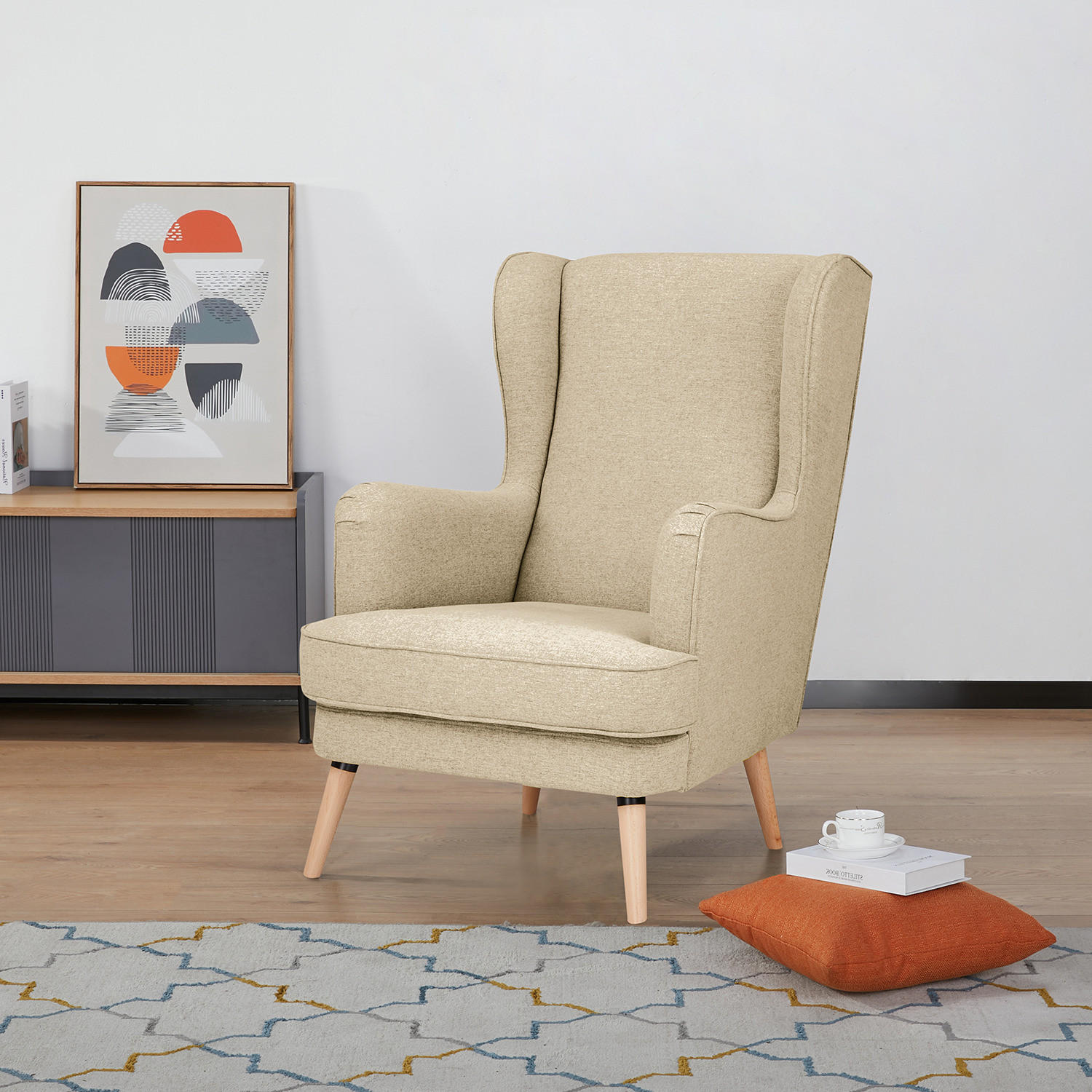 OHRENSESSEL - Beige, Textil (73/107/96cm) - home24