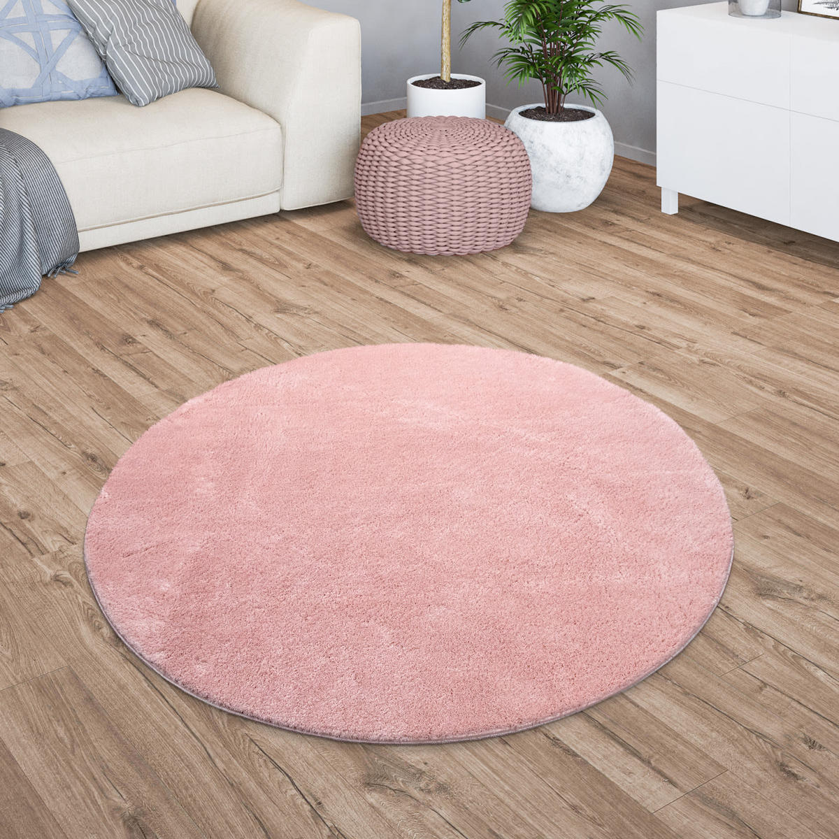 FLACHWEBETEPPICH Rosa Ø 120 cm - Rosa, Kunststoff (120/120cm) - TT Home