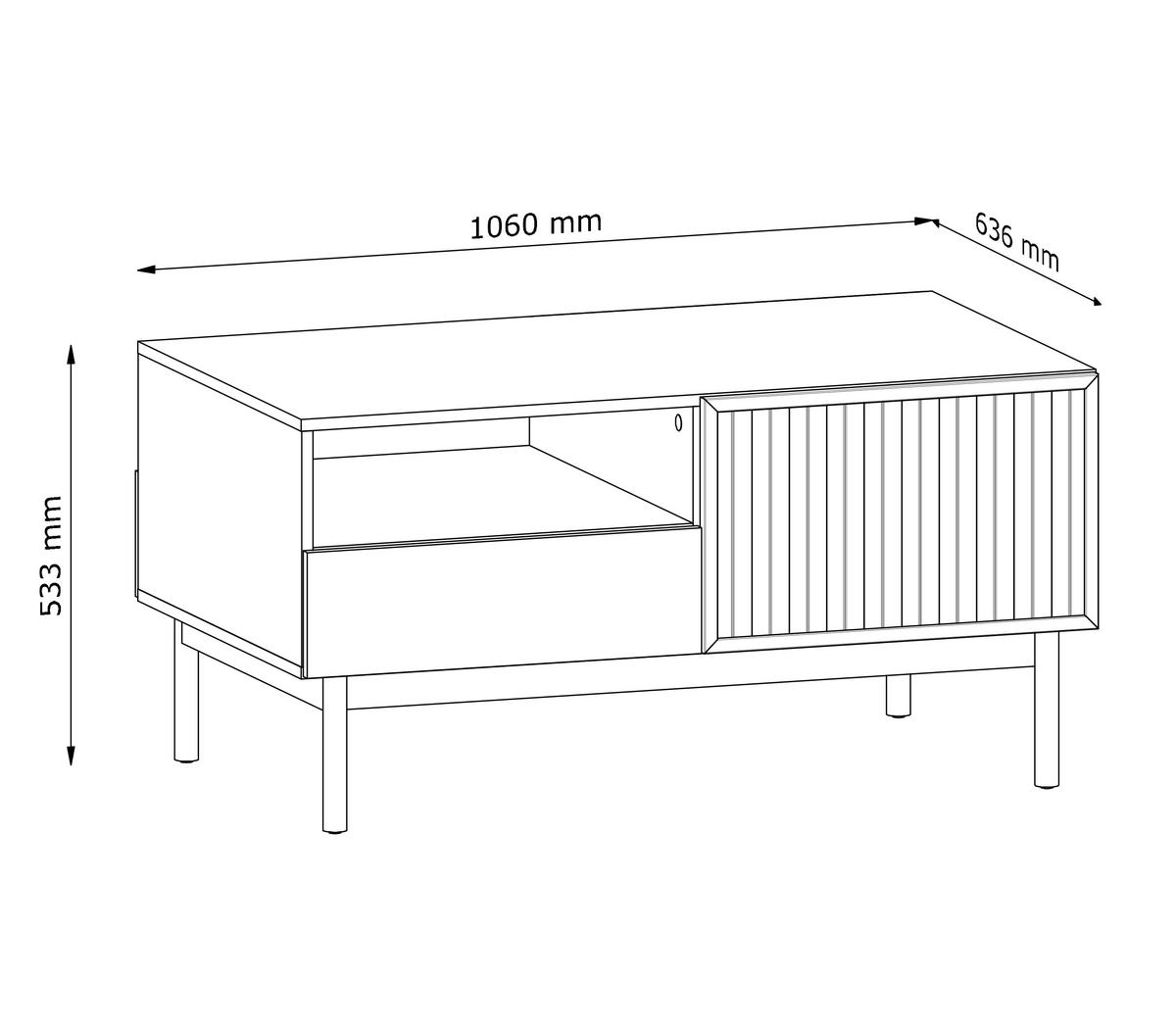 COUCHTISCH Santarco 2T 2S Eiche Cremona 106/53/64 cm – 2 Türen 2 Schubladen - Eichefarben, Holz/Holzwerkstoff (64/106/53cm) - AX Living