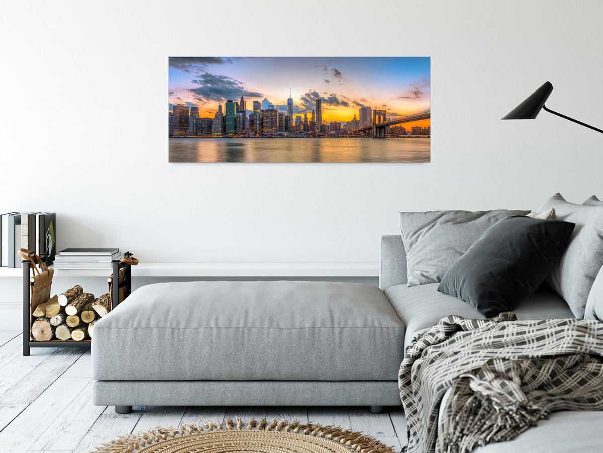 GLASBILD 125x50 cm New York Skyline - Gelb, Glas (125/50cm) - artissimo