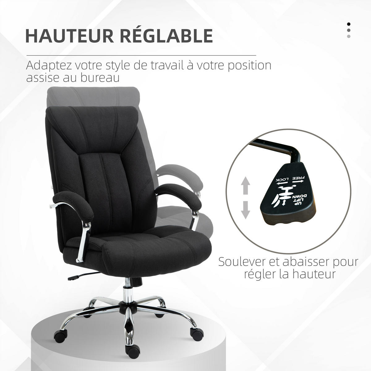 DREHSTUHL DE-11848 mit Wippfunktion & hoher Rückenlehne Schwarz - Schwarz, Textil (65/118/78cm) - ComfortXL