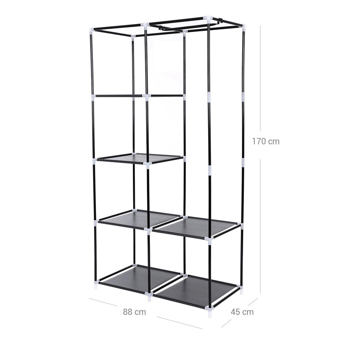 STOFFSCHRANK KLEIDERSCHRANK - Schwarz, Textil (45/88cm) - Hansiro
