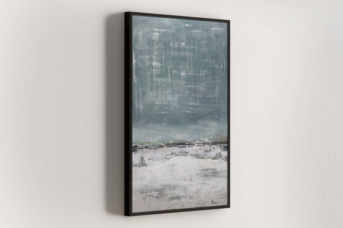 ACRYLBILD HANDGEMALT 80/120 cm - Blau/Beige, Holz/Textil (80/120cm) - KUNSTLOFT